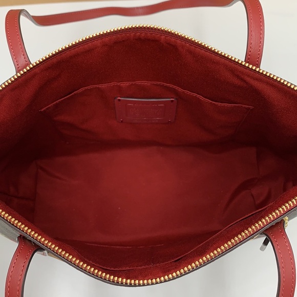 NWT COACH Zip Top Tote In Signature Canvas With Ornament Print Brown /Black Mult - Picture 10 of 16